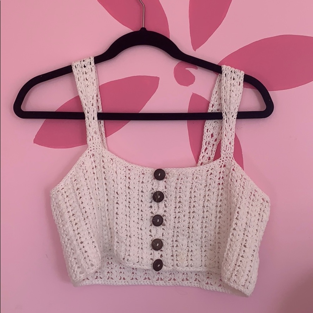crochet button up crop top